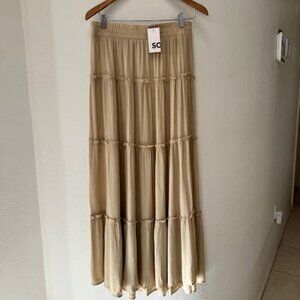 SO Tiered Maxi Skirt - L - Coastal Western Boho Academia Feminine Cottage Core